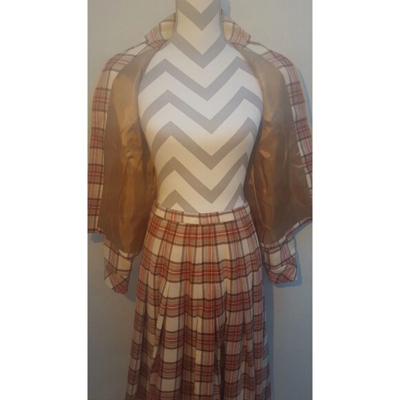 Pendleton long pleated wool tartan plaid skirt suit blazer jacket coat 8 8P S - Picture 2 of 12